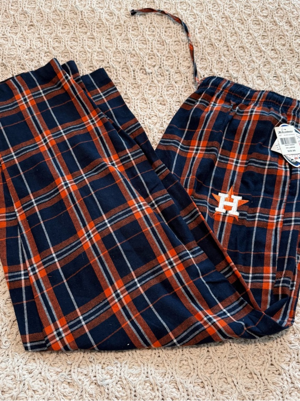 Houston Astros Plaid Lounge Pants - Navy & Orange Size 2X NWT